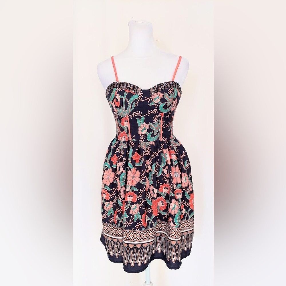 Band of Gypsies Pink and Red Smocked Mini Sundress